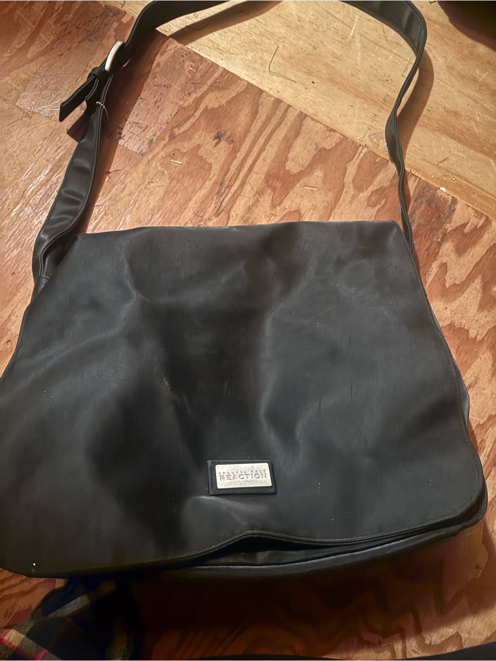 Kenneth Cole Reaction Black Nylon Messenger Bag with Adjustable Strap